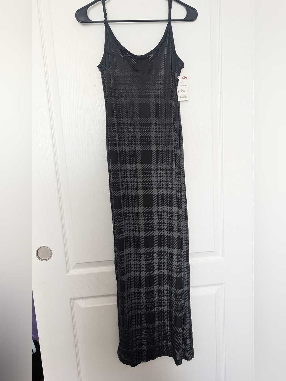 NWT Silence + Noise Black & Gray Plaid Slip Dress